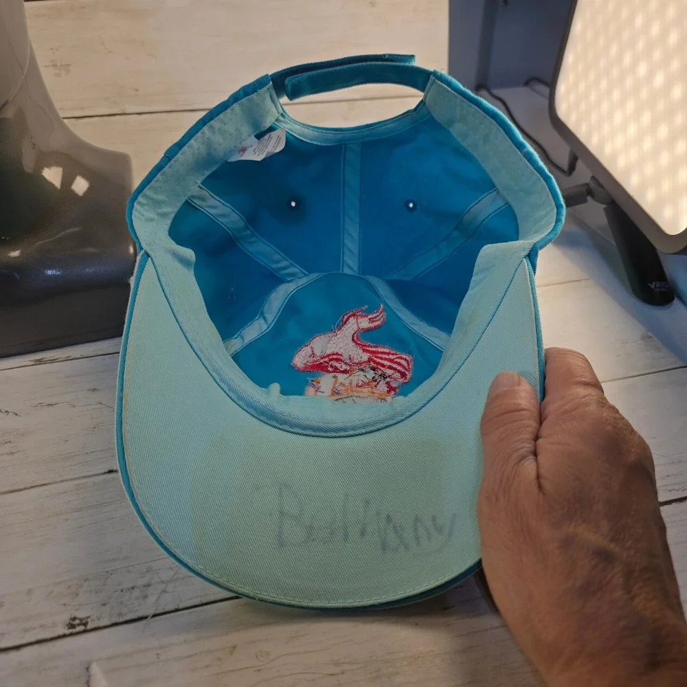 Disney Store Little Mermaid Ariel Teal Blue Embroidered Rhinestone Hat Cap L/G